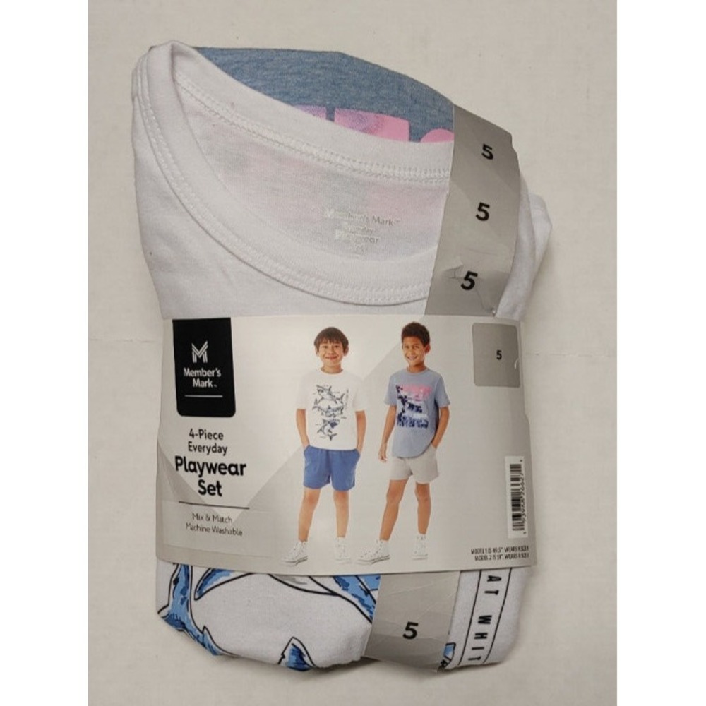 NWT Member's Mark 4-Piece Boys Playwear Shark Set 7